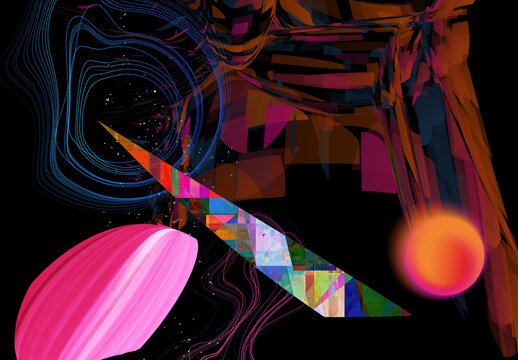 Neo Cyberpunk Design Elements Illustration Set