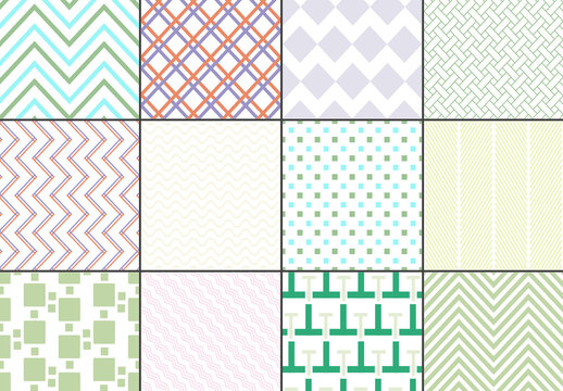 Seamless Bright Geometric Overlay Pattern Set