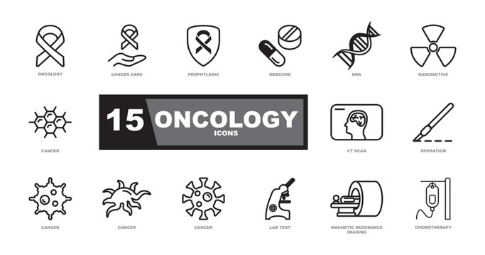 Oncology icons set. Line icons set. Vector signs for web graphics.