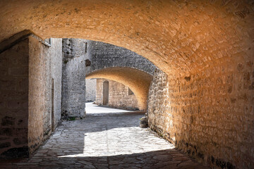 Fototapeta premium Architecture and landscape of Saint Rome de Dolan in Aveyron, France, with stone houses