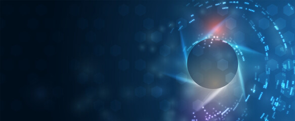 Quantum processing. Deep learning artificial intelligence. Future new technology  for business or science presentation