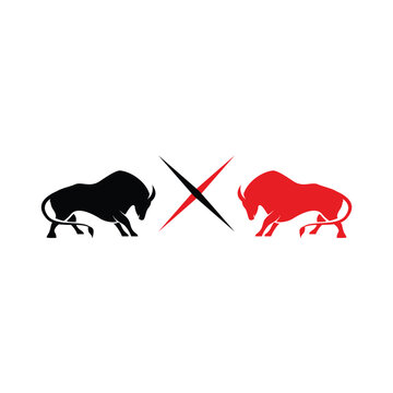 bulls on either side facing each other gaming logo design