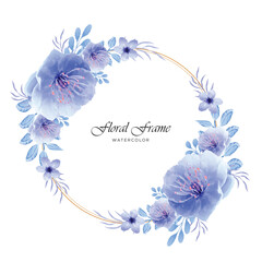 Watercolor floral frame, Cute wreath with leaves, Roses, Pyrethrum and inflorescence Hydrangea, vector illustration in vintage watercolor style. Romantic design.