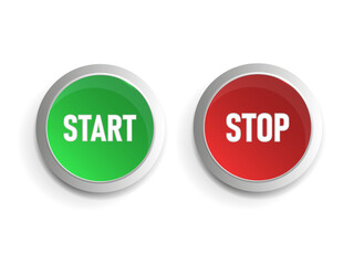 Start and stop button in color on a white background