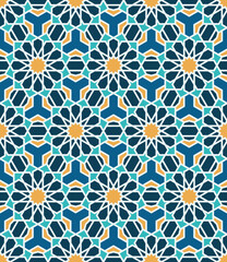 Seamless geometric pattern. Vector decorative ornamental pattern. Abstract background. Morocco Seamless pattern. Traditional Islamic Design. Mosque decoration element. 