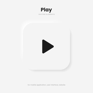 3D play button icon. Video play symbol. Start sign. Pause icon. Player logo button. Play music or sound vector element for UI UX, website, mobile app.