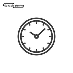 Clock line vector icon. Editable stroke.