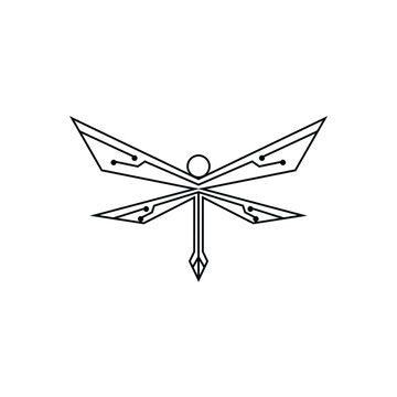 Futuristic dragonfly modern technology logo design