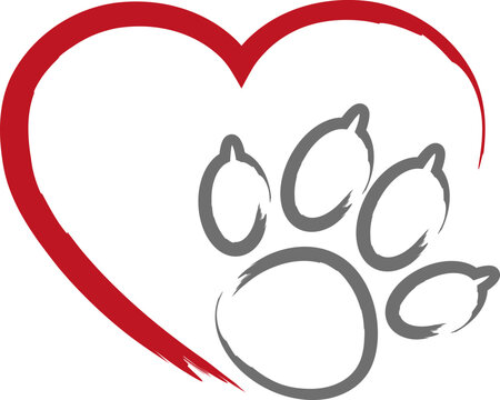 Hundepfote, Wolfspfote, Herz, Logo, Button, Dog logo