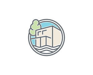 wave builkding in circle with tree