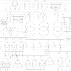 Electric wiring diagram for power transformers