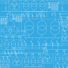 Electric wiring diagram for power transformers