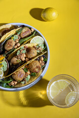 Vegetarian tacos with falafels and salad