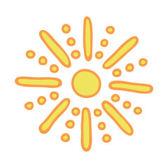 Hand drawn abstract sun symbol. Summer doodle. Single vector element for design