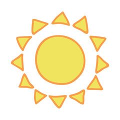 Hand drawn abstract sun symbol. Summer doodle. Single vector element for design