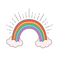 Cute rainbow. LGBT rainbow. Love is love. Romantic, love and Valentine's day concept. Vector illustration