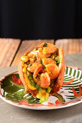 acaraje dumpling made with black-eyed pea dough, shrimp, onion and salt, and fried in palm oil typical Brazilian cuisine baiana cuisine