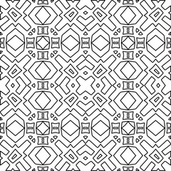 Stylish texture with figures from lines.
Abstract geometric black and white pattern for web page, textures, card, poster, fabric, textile. Monochrome graphic repeating design. 