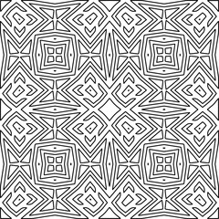 Stylish texture with figures from lines.
Abstract geometric black and white pattern for web page, textures, card, poster, fabric, textile. Monochrome graphic repeating design. 
