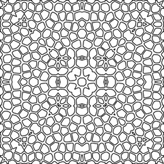 Fototapeta premium Stylish texture with figures from lines. Abstract geometric black and white pattern for web page, textures, card, poster, fabric, textile. Monochrome graphic repeating design. 