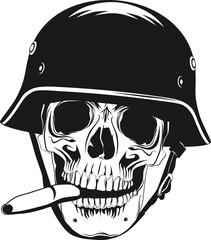 A smoking skull in a helmet. - 566384749