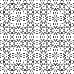 Stylish texture with figures from lines.
Abstract geometric black and white pattern for web page, textures, card, poster, fabric, textile. Monochrome graphic repeating design. 