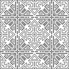 Stylish texture with figures from lines.
Abstract geometric black and white pattern for web page, textures, card, poster, fabric, textile. Monochrome graphic repeating design. 