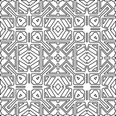 Stylish texture with figures from lines.
Abstract geometric black and white pattern for web page, textures, card, poster, fabric, textile. Monochrome graphic repeating design. 