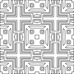 Stylish texture with figures from lines.
Abstract geometric black and white pattern for web page, textures, card, poster, fabric, textile. Monochrome graphic repeating design. 