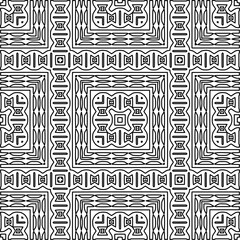 Stylish texture with figures from lines.
Abstract geometric black and white pattern for web page, textures, card, poster, fabric, textile. Monochrome graphic repeating design. 