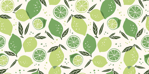 Vector seamless pattern with lemons and limes. Trendy hand drawn textures. Modern abstract design for paper, cover, fabric, interior decor and other