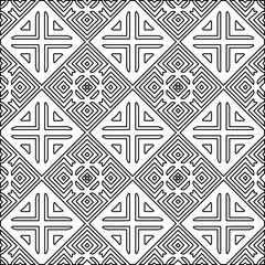 Stylish texture with figures from lines.
Abstract geometric black and white pattern for web page, textures, card, poster, fabric, textile. Monochrome graphic repeating design. 