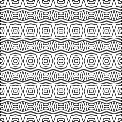 Stylish texture with figures from lines.
Abstract geometric black and white pattern for web page, textures, card, poster, fabric, textile. Monochrome graphic repeating design. 