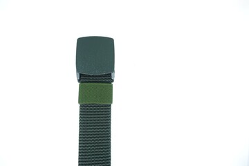 Military tactical belt with semi-automatic buckle for connection. Isolated on white background
