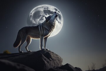 wolf howling at the moon