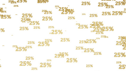 The figure of 25 percent in gold falling on a transparent background.