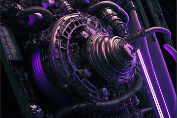 Abstract background with engine and gear elements in color