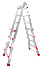 Aluminium stepladder isolated on white background.