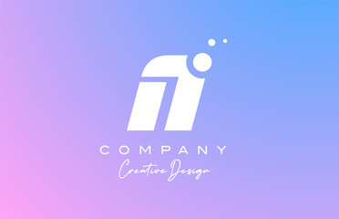 blue pastel N alphabet letter logo with white dots. Corporate creative template design for company and business