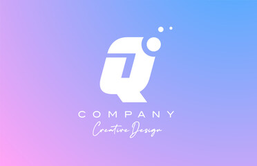 blue pastel Q alphabet letter logo with white dots. Corporate creative template design for company and business