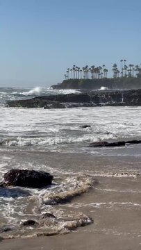 Waves crashing at Fisherman's Cove in Laguna Beach
