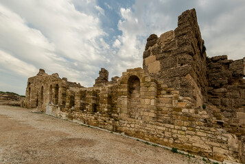 Side ancient city ruins in Antalya province of Turkey.