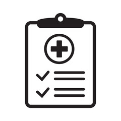 Fototapeta premium Medical history icon, medical report symbol. Health care clipboard icon. Medical card icon.