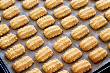 Christmas cookies freshly taken out of the oven