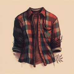 Plaid shirt. Pop Art. Created with Generative AI technology