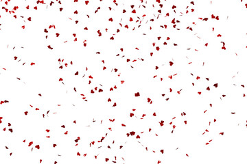Red confetti in the shape of hearts isolated