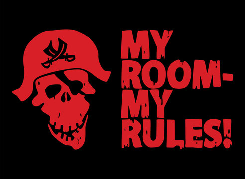 Kid's Room Pirate Door Sign With Smiling Skull