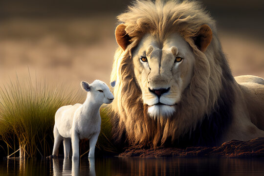 Lion and Lamb. generative AI