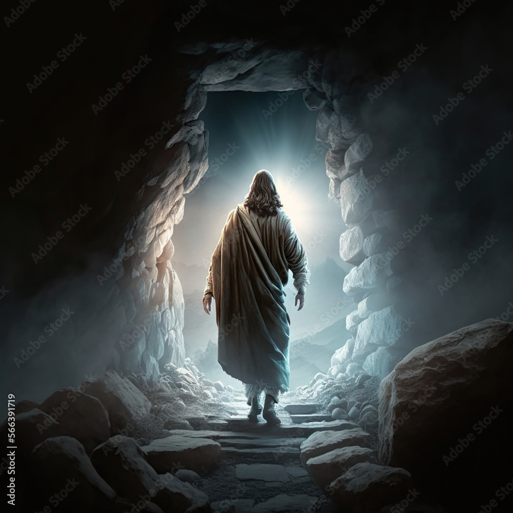 Wall mural jesus walking out of the grave