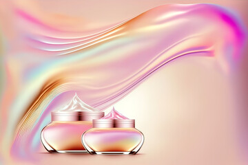 Beauty holographic neon background. AI